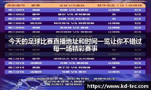 今天的足球比赛直播地址和时间一览让你不错过每一场精彩赛事